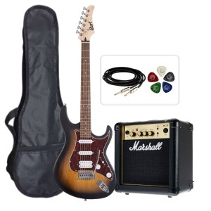 Cort G110 OPSB Electric Guitar pack with Marshall MG10 Amp, Cable, Bag and Guitar Picks- Open Pore Sunburst